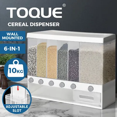 Toque Grain Container Cereal Dispenser 10kg Dry Food Rice Flour Storage Box Wall • $32.99