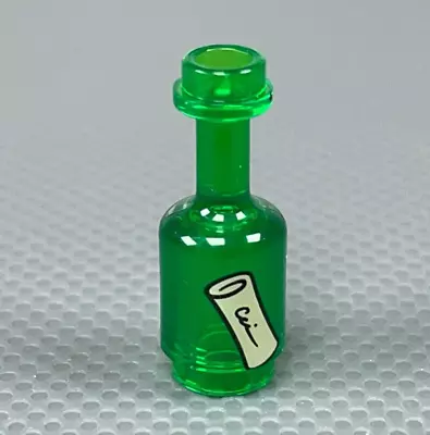 LEGO Minifigure Bottle With Tan Paper Note Message In A Bottle Trans Green • $2.29