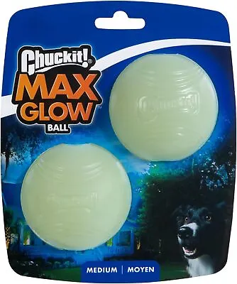 Max Glow Dog Ball Glow In The Dark Light Up Ball High Visibility Fetch Dog Toy • £11.49