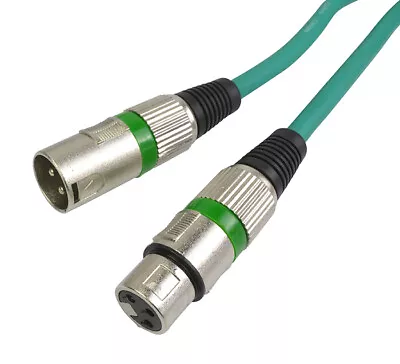 XLR To XLR Mic Lead 3pin Male To Female Green Cable In Choice Of Length • £5.95