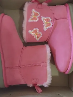 UGG Brand New K Mini Bailey Bow Butterfly Boots Pink Size 5 • $95