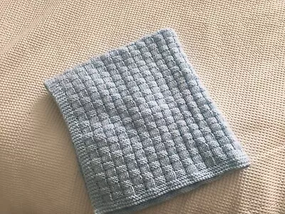 Hand Knitted Blue Babies Blanket - Brand New • £0.99