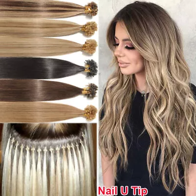 16 -24  Nail U Tip Fusion Keratin Real Remy Human Hair Extensions Full Head 100g • $176.62