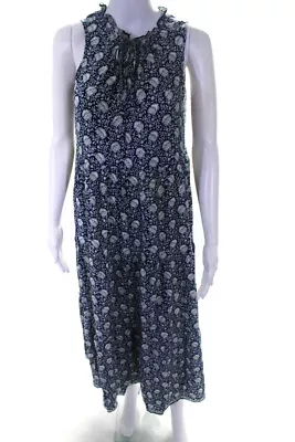 Max Studio Womens Ruffle Trim Abstract Sleeveless Maxi Dress Blue Size Small • $2.99