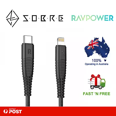 RAVPower Lightning To USB-C Type C Cable Fast Charge MFi Certified IPhone 1m • $29.95