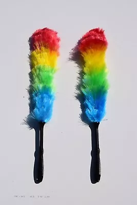 £7.74 • Buy 2x Anti Static Rainbow Feather Duster High Quality Sturdy Handle Clean Dusting 