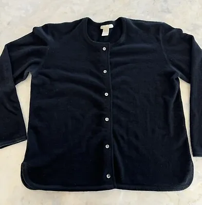 J. Jill 100% Cashmere Black Button Down Cardigan Sweater Small EUC • $50