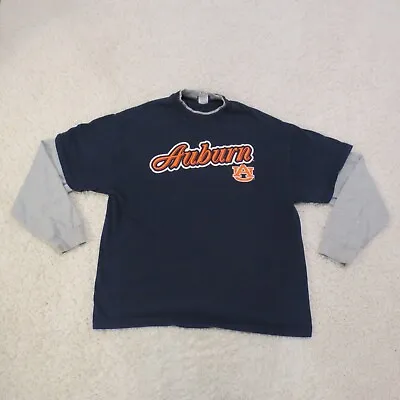 VINTAGE Auburn Tigers Shirt Mens Extra Large Blue Long Sleeve 90s Y2K USA Skate • $14.99