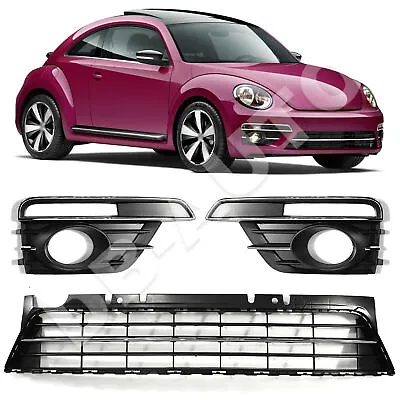 For 2017 2018 2019 VW Beetle Front Bumper Lower Center Grill Fog Light Cover Set • $122.54