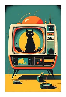 1950s Cat TV - A Mid Century Modern Atomic Age TV With A Cat TVC10 • $20