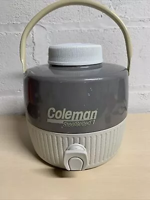 $12.90 • Buy Coleman Vintage Steel Belted 1 Gallon Thermos Water Jug Cooler  Grey & White