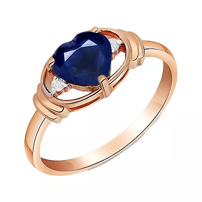 14K. SOLID GOLD RING WITH NATURAL DIAMONDS & SAPPHIRE (Rose Gold) • $553.41