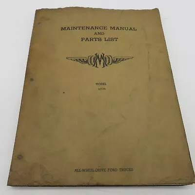 Marmon Herrington Model M906 All Wheel Drive Ford Trucks 1954 Maintenance Parts • $175.50