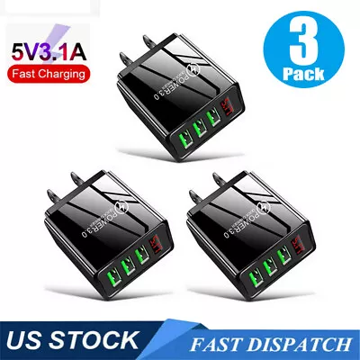 [3-Pack] 3 Port USB Home Wall Fast Charger For Cell Phone IPhone Samsung Android • $10.45