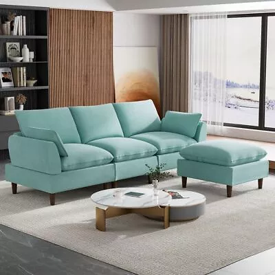 Modern Large L-Shaped Sectional Sofa Couch W/ Convertible Ottoman And 2 Pillows • $569.99