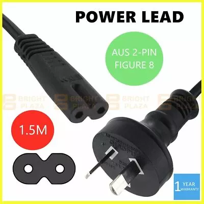 2 Pin Core Figure 8 IEC-C7 Power Lead AC Power Cord Cable Australian Mains Plug • $12.95