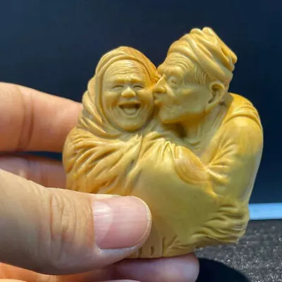£35.99 • Buy X4660 - 6*6*3 CM Hand Carved Boxwood Netsuke Figurine : Old Happy Couple