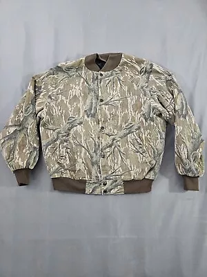 VTG Mossy Oak Mid South Bomber Snap Up Jacket Men Sz XL Camouflage USA Break Up • $24.88