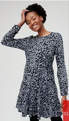 Tiered Mini Dress Animal Print Grey Uk14****Ref V414 • £9.49