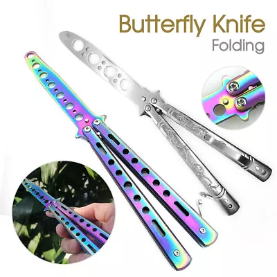 NEW Rainbow Dragon Butterfly Knife Metal Folding Practice Training Tool CSGO AU • $13.99