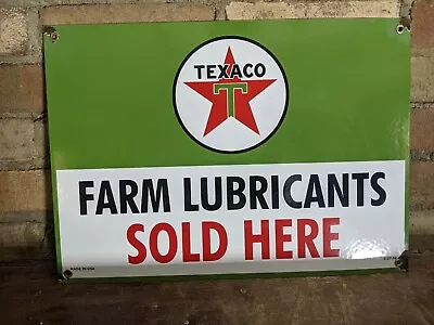 Vintage 1956 Texaco Farm Lubricants Oil Porcelain Gas Station Sign 12  X 17  • $189.99