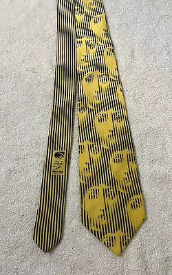 Fornasetti Silk Neck Tie Yellow Faces Design Lines Woman Italian • $96.99