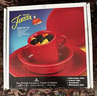 FIESTAWARE Scarlet 831 326 4-Piece Dinnerware Place Setting Set NIB • $32.99