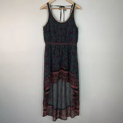 Ecote Hi-Lo Dress Medium Black Paisley Embellished Urban Outfitters Sleeveless • $12.75