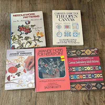 5 Vintage Needlepoint Books Japanese Traditional Embroidery Used  • $20