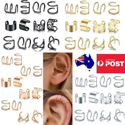 $5.80 • Buy Surgical Steel Ear Cuff Huggies Assorted Styles Clip On Non Piercing Earrings AU