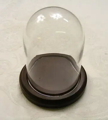 Vintage Display Case Wooden Base Clear Glass Dome 4-c • $24.99