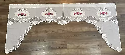 Heritage Lace Vintage Rose Swag Valance Off-White/Ecru 80 X 36 Drop Cross Stitch • $19.95