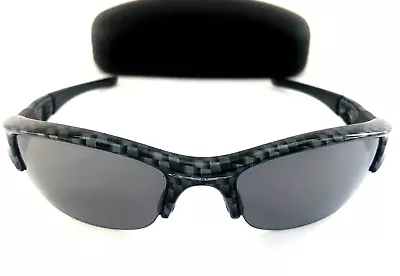 RARE OAKLEY FLAK JACKET 1.0 SUNGLASSES Carbon Fiber Frames Black Iridium Lenses • $529.99