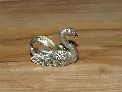 VTG Masterworks Fine Pewter MWFP Crystal Swan Bird Figurine Miniature 1  • $9.99