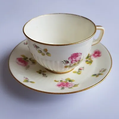 Antique 1890s Mintons Porcelain Tea Cup & Saucer Pink Rose Hand Painted England • £53.50