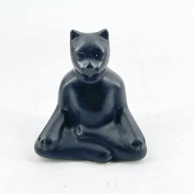 Vintage Whimsical Black Cat Meditating Yoga Figurine Zen Collectible Figurine • $14.82