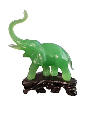 Vintage Vita Faux Jade Plastic Elephant With Stand 3 1/2  Long X 4 1/2  Tall • $11.99