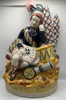£20 • Buy Staffordshire Flatback: The Soldiers Dream - Scottish Soldier Sleeping H29cm