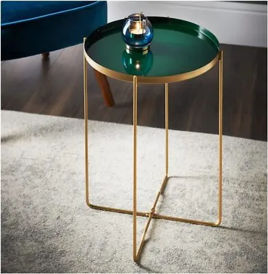 Coffee Table Simple Retro Metal Round Table Removable Tray End Tables • £16.99