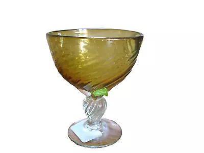 Mariposa Mexico 4 3/4  Amber Swirl Goblet NEW • $12.99