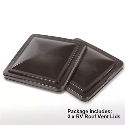 New Pair Roof Vent Cover RV Trailer Camper 14x14 Cargo Plastic Lid Brown • $19.98