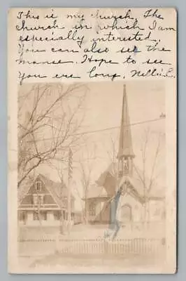 Church & House MOOSIC Pennsylvania RPPC Antique Lackawanna County Photo 1910s • $11.69