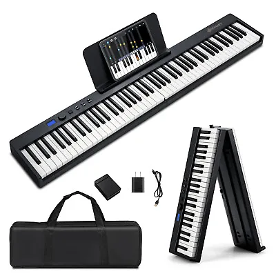 Sonart Folding Electric 88-Key Piano Keyboard Semi Weighted Full Size MIDI Black • $139