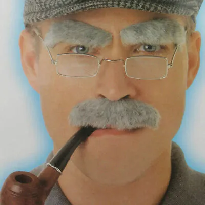  Old Man Set Eyebrows Fake Moustache Self Adhesive Fancy Dress Party  • £4.99