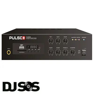 Pulse PLS00558 60W 100V Line / 8 Ohm PA Install Mixer Amplifier MP3 Bluetooth • £138.10