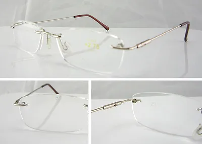 £49.99 • Buy L68 Superb Quality Rimless Reading Glasses/ Spring Hinges & Stainless Steel Arms