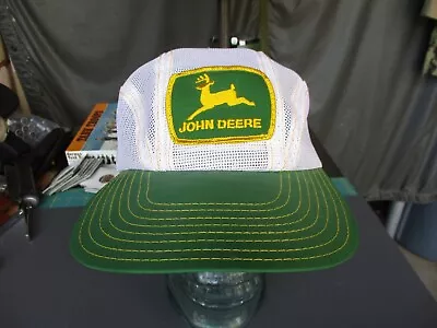 Vtg 70s 80s JOHN DEERE Full Mesh Snapback Trucker Hat With Deer Patch • $20