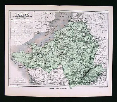 1872 Vuillemin Map Gallia Superior Roman France Gaule • $9.99