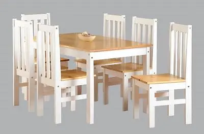 Ludlow White & Oak Effect 6 Seater Dining Set Table & 6 Chairs New • £278.99