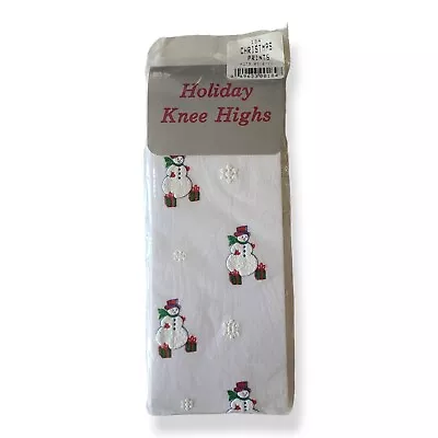 Vintage NEW Holiday Snowman Christmas Knee Hi Socks Nylons Ladies 8.5-11 • $7.19